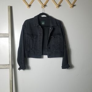WILD FABLE WOMEN'S CROPPED BLACK JEAN JACKET SIZE SMALL